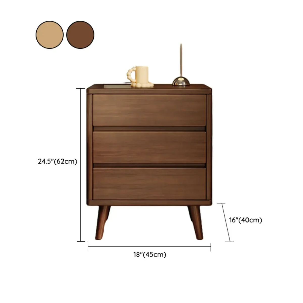 Table de chevet en bois au fini naturel avec tiroirs
