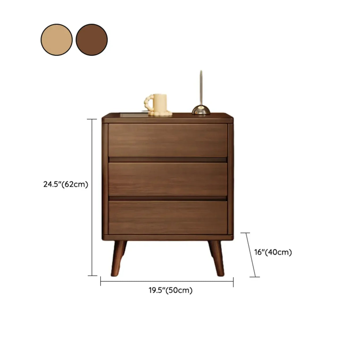 Table de chevet en bois au fini naturel avec tiroirs