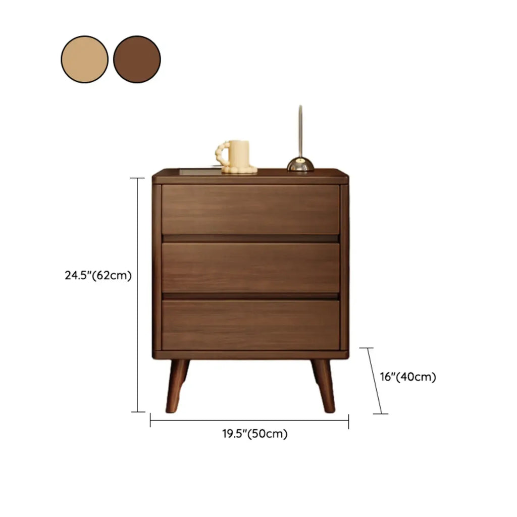 Table de chevet en bois au fini naturel avec tiroirs