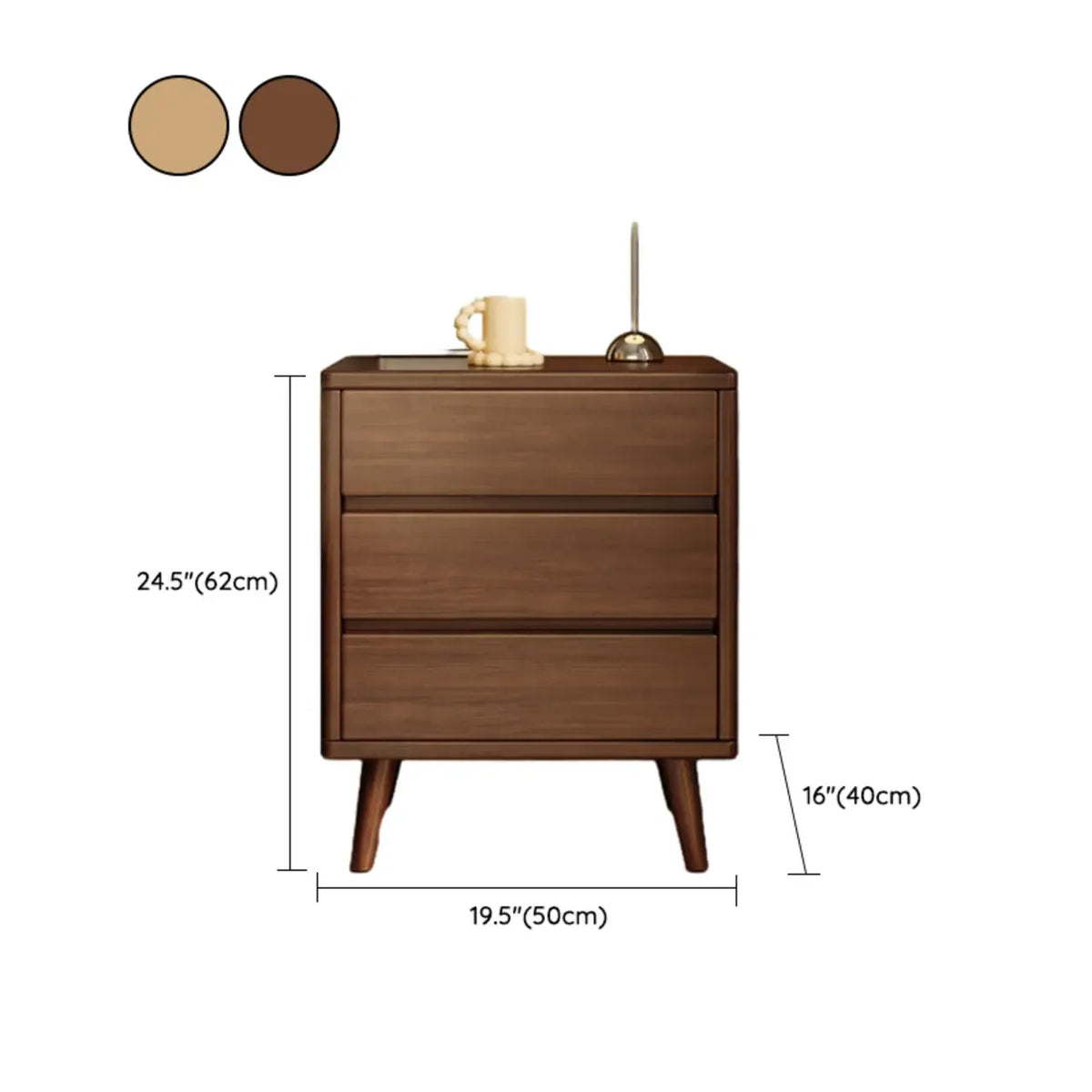 Table de chevet en bois au fini naturel avec tiroirs