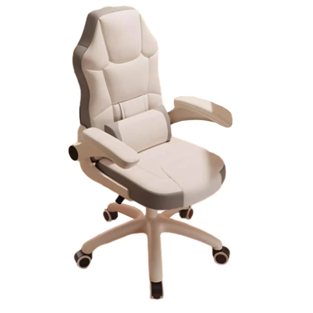 Fauteuil de bureau pivotant réglable en cuir gris et blanc moderne