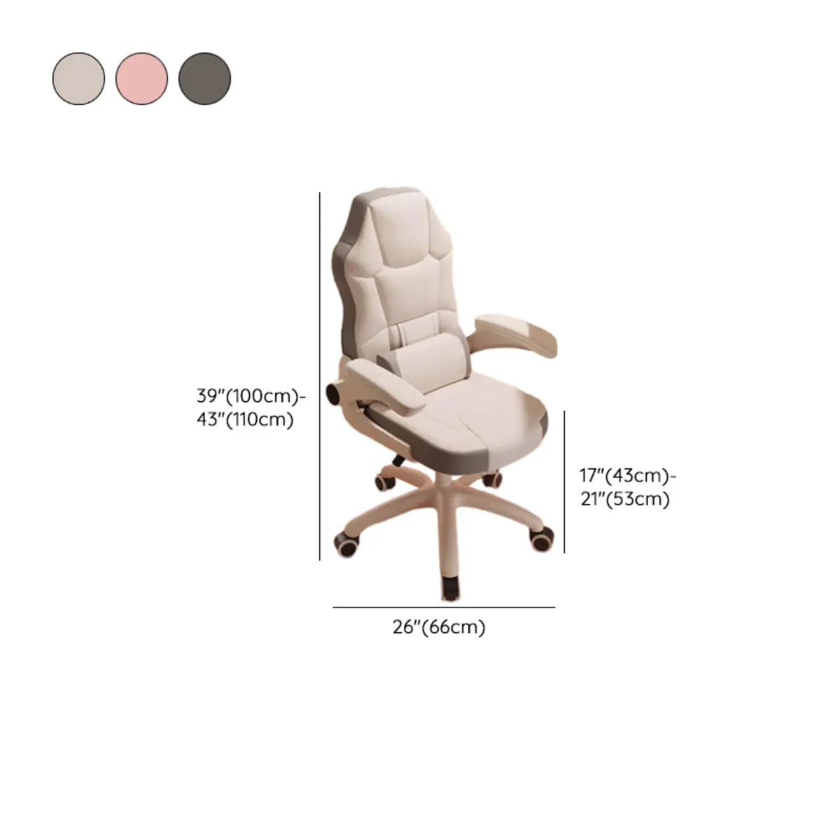 Fauteuil de bureau pivotant réglable en cuir gris et blanc moderne