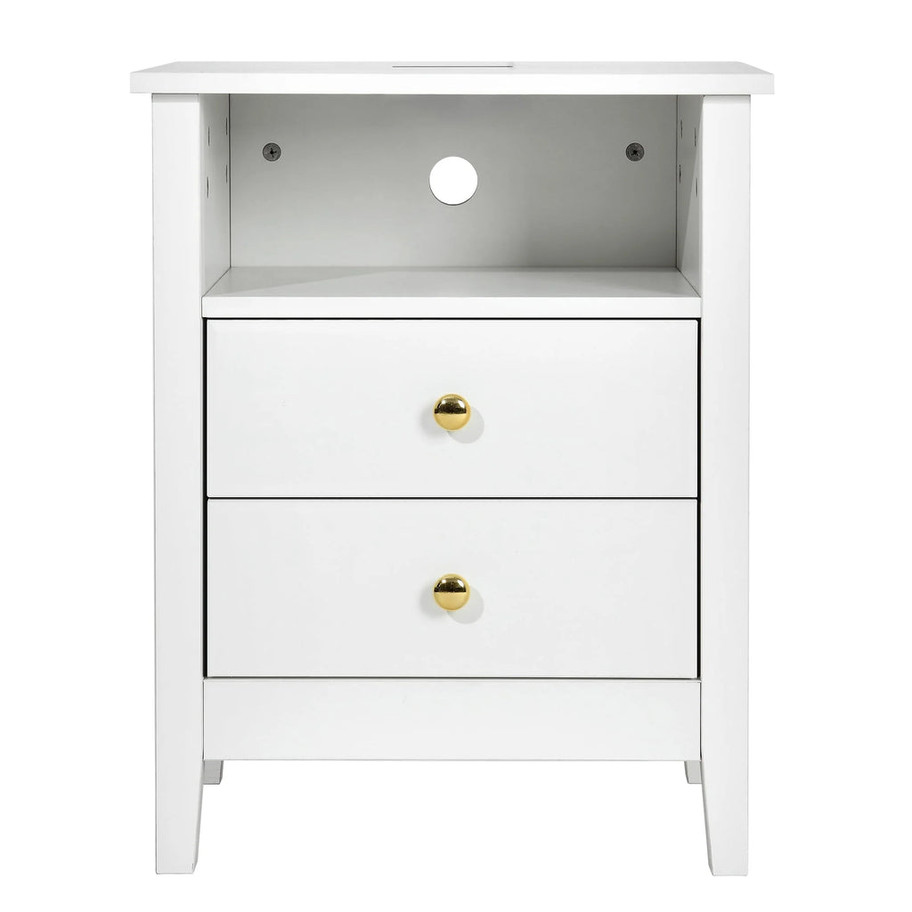 Tables de chevet (lot de 2) avec station de charge, table d'appoint avec 2 tiroirs, ports USB et prises, pour chambre à coucher