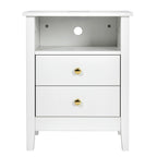 Tables de chevet (lot de 2) avec station de charge, table d'appoint avec 2 tiroirs, ports USB et prises, pour chambre à coucher