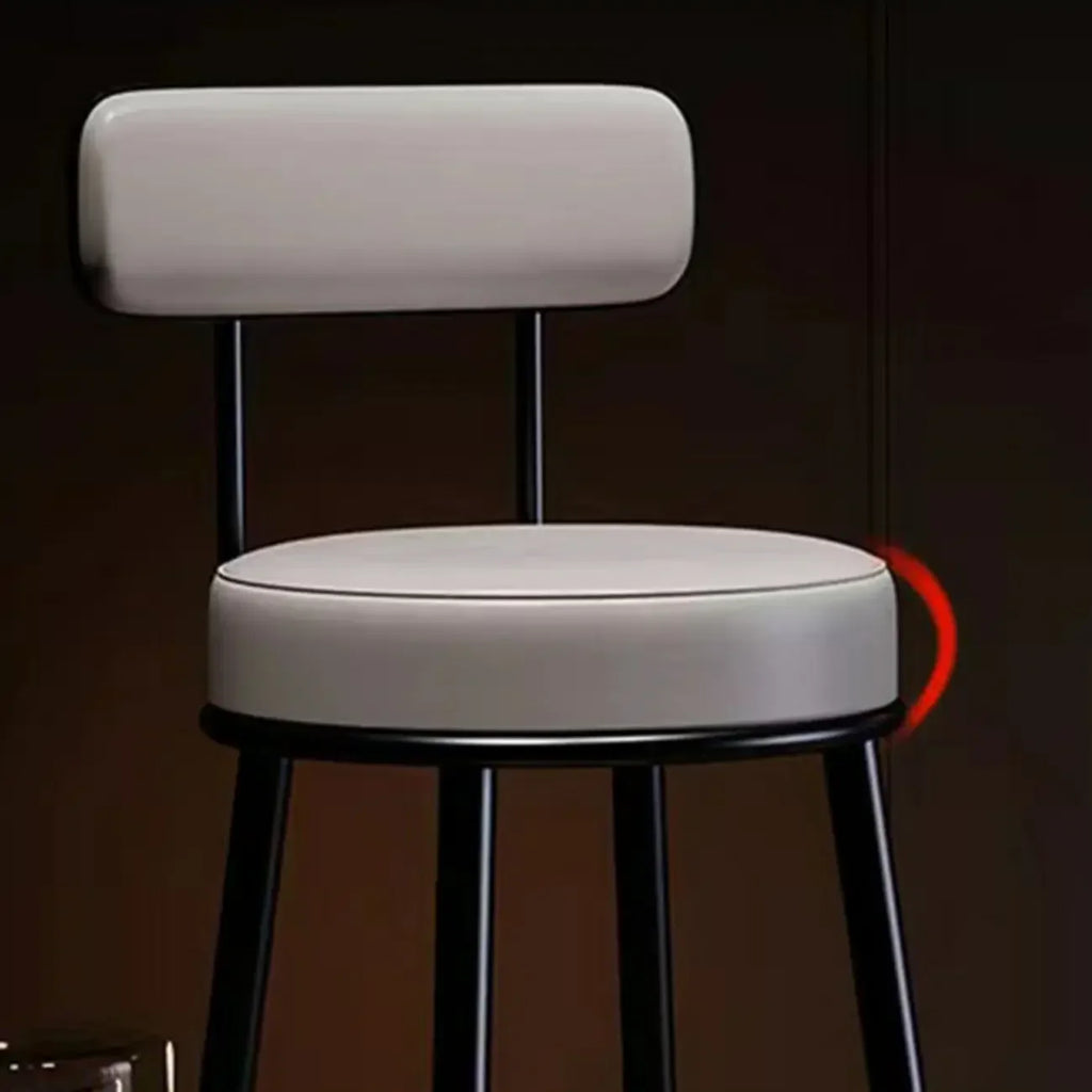 Tabouret de bar moderne en fer rond à dossier ouvert et rembourré