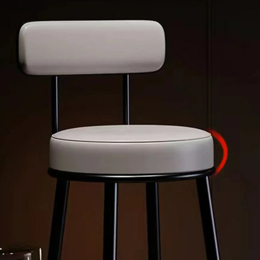 Tabouret de bar moderne en fer rond à dossier ouvert et rembourré