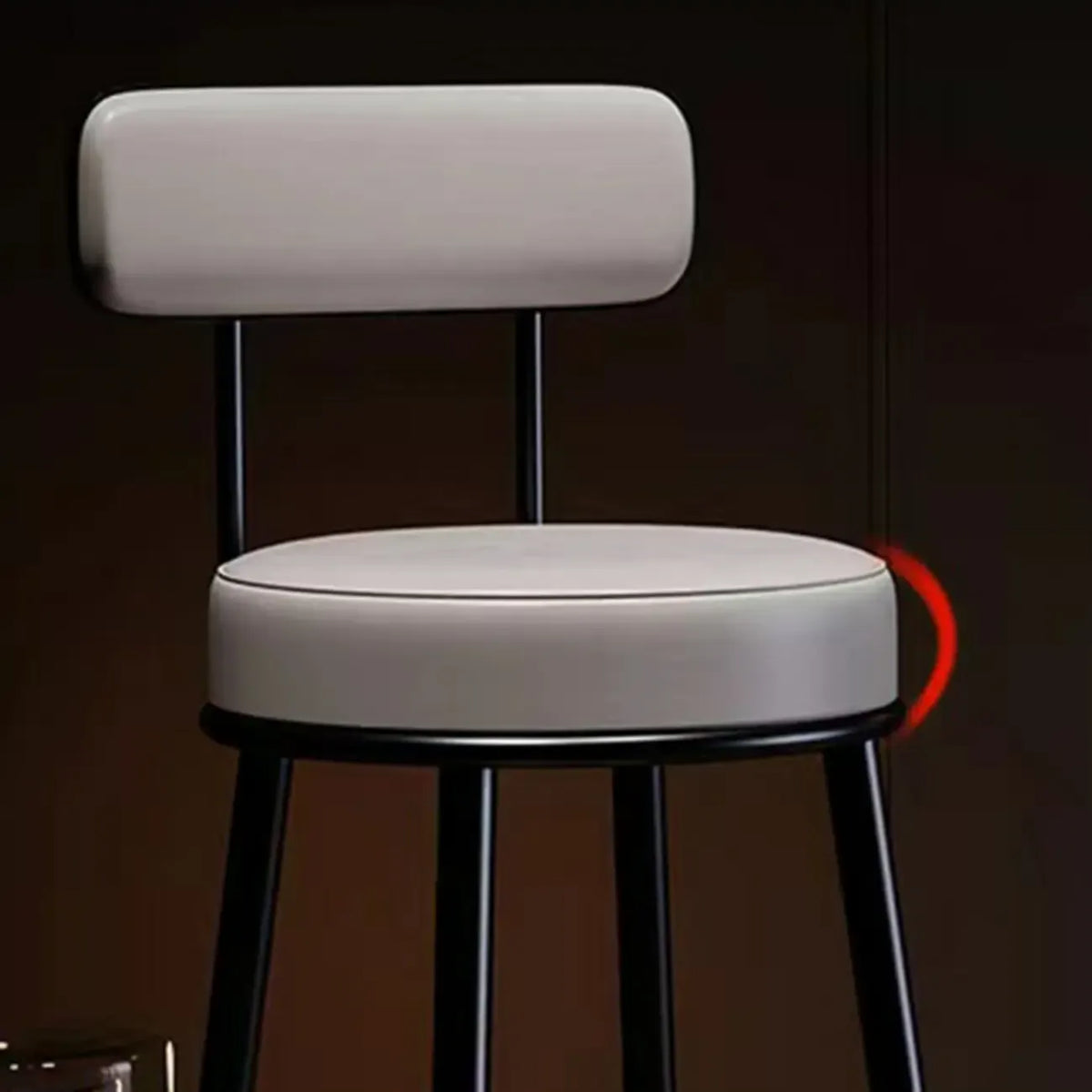 Tabouret de bar moderne en fer rond à dossier ouvert et rembourré