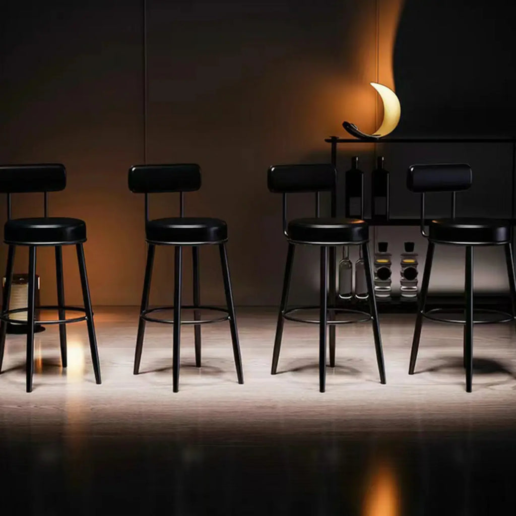 Tabouret de bar moderne en fer rond à dossier ouvert et rembourré