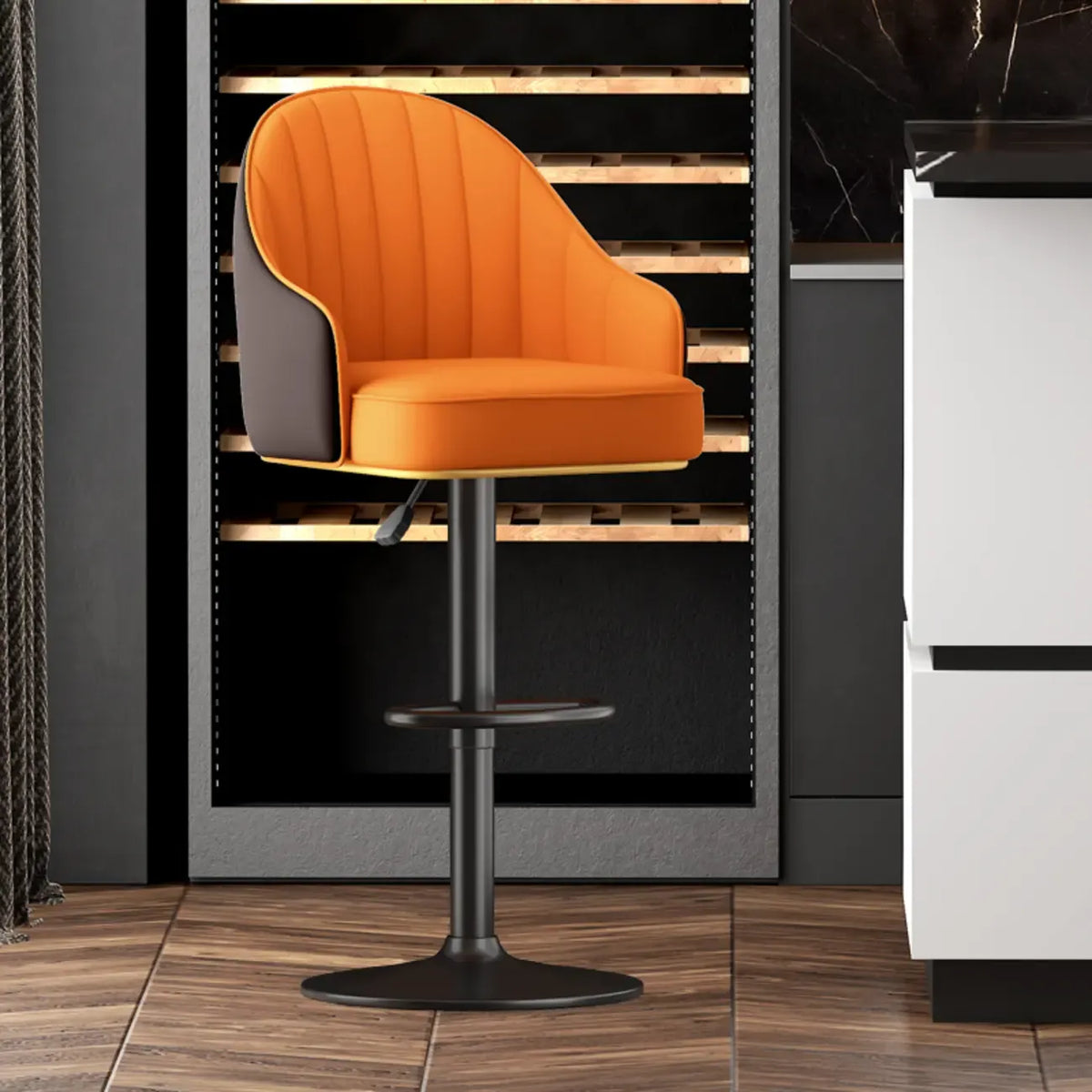 Tabourets de bar modernes en cuir pivotants et réglables en hauteur