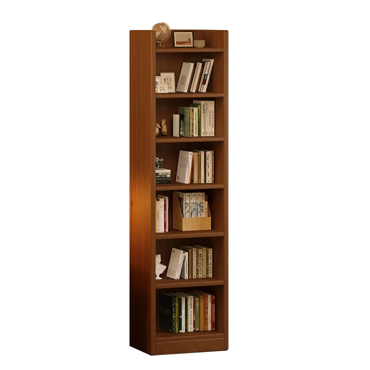 Bibliothèque rectangulaire classique en bois de noyer de première qualité à 7 étagères