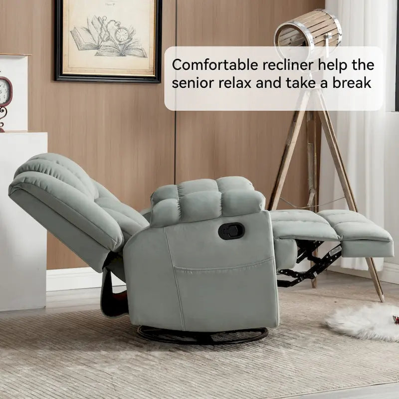 Fauteuil Inclinable Pivotant à Bascule Lazy Boy, Grand Fauteuil Inclinable Manuel Rembourré avec Accoudoirs et Dossier Capitonnés