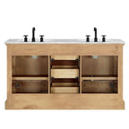 Meuble sous-vasque Hervas avec plateau en marbre naturel, sans miroir
