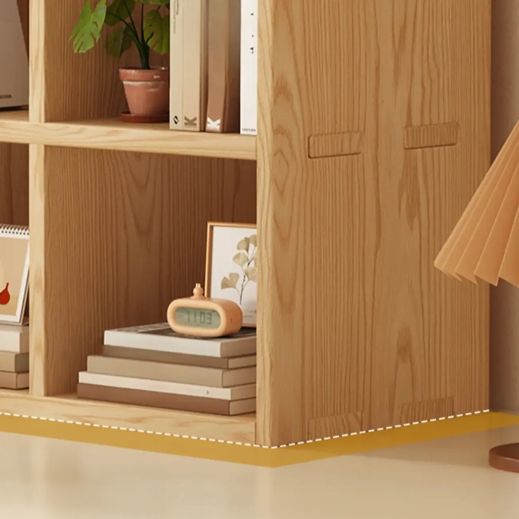 Bibliothèque moderne horizontale en bois à 8 cubes, finition naturelle