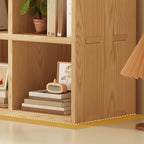 Bibliothèque moderne horizontale en bois à 8 cubes, finition naturelle
