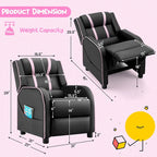 Fauteuil inclinable pour enfants Gymax Canapé ergonomique en cuir avec repose-pieds