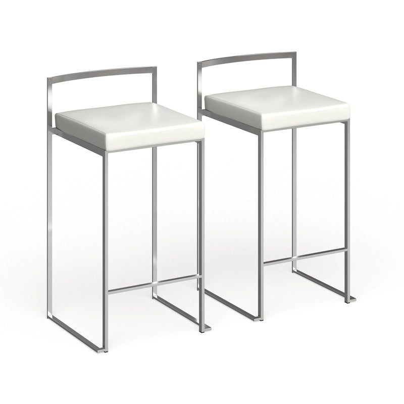 Tabouret de comptoir Silver Orchid Forrest en acier inoxydable empilable et entièrement soudé (lot de 2)
