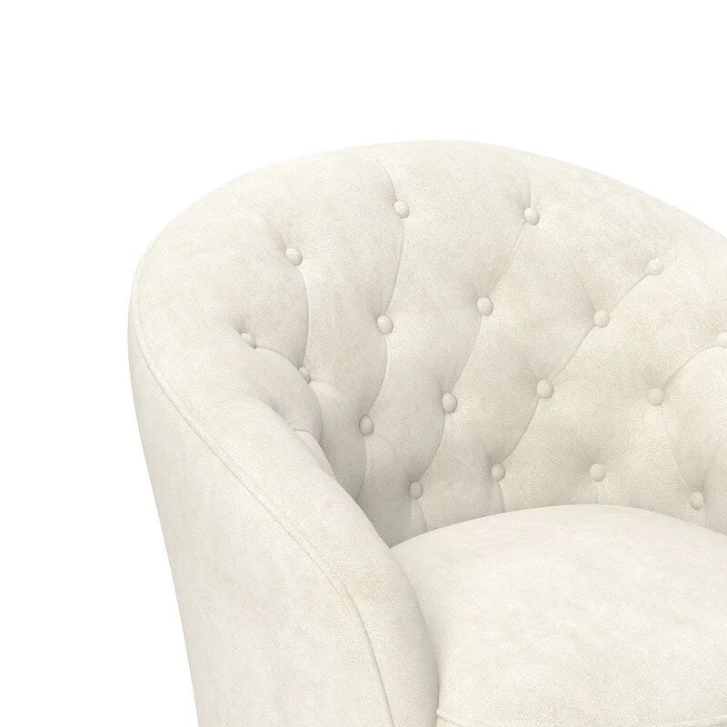 Fauteuil club pivotant à 360 degrés en velours avec dossier capitonné