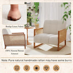 Fauteuils d'appoint en rotin, chaise en rotin naturel rembourrée, fauteuil en lin de style moderne du milieu du siècle, chaises d'appoint pour salon et chambre
