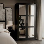 Palace Imports Armoire Urbaine 2 Portes 100% Bois Massif avec Portes Pleines et Miroirs