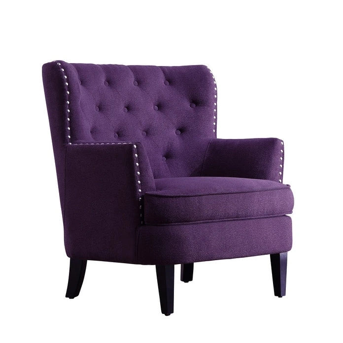 Moser Bay Mignon Fauteuil d'appoint à oreilles capitonné large de 76 cm en velours et lin