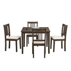 Ensemble Table et Chaises de Salle à Manger Carrée en Bois, Table à Manger Décontractée avec 4 Chaises de Salle à Manger Rembourrées pour Coin Repas de Cuisine