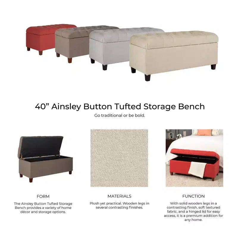 Banc de rangement capitonné - HomePop