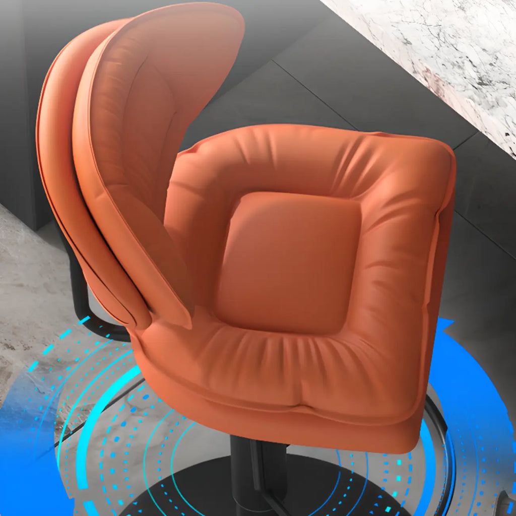 Chaise de bar moderne à dossier bas réglable pivotante en similicuir