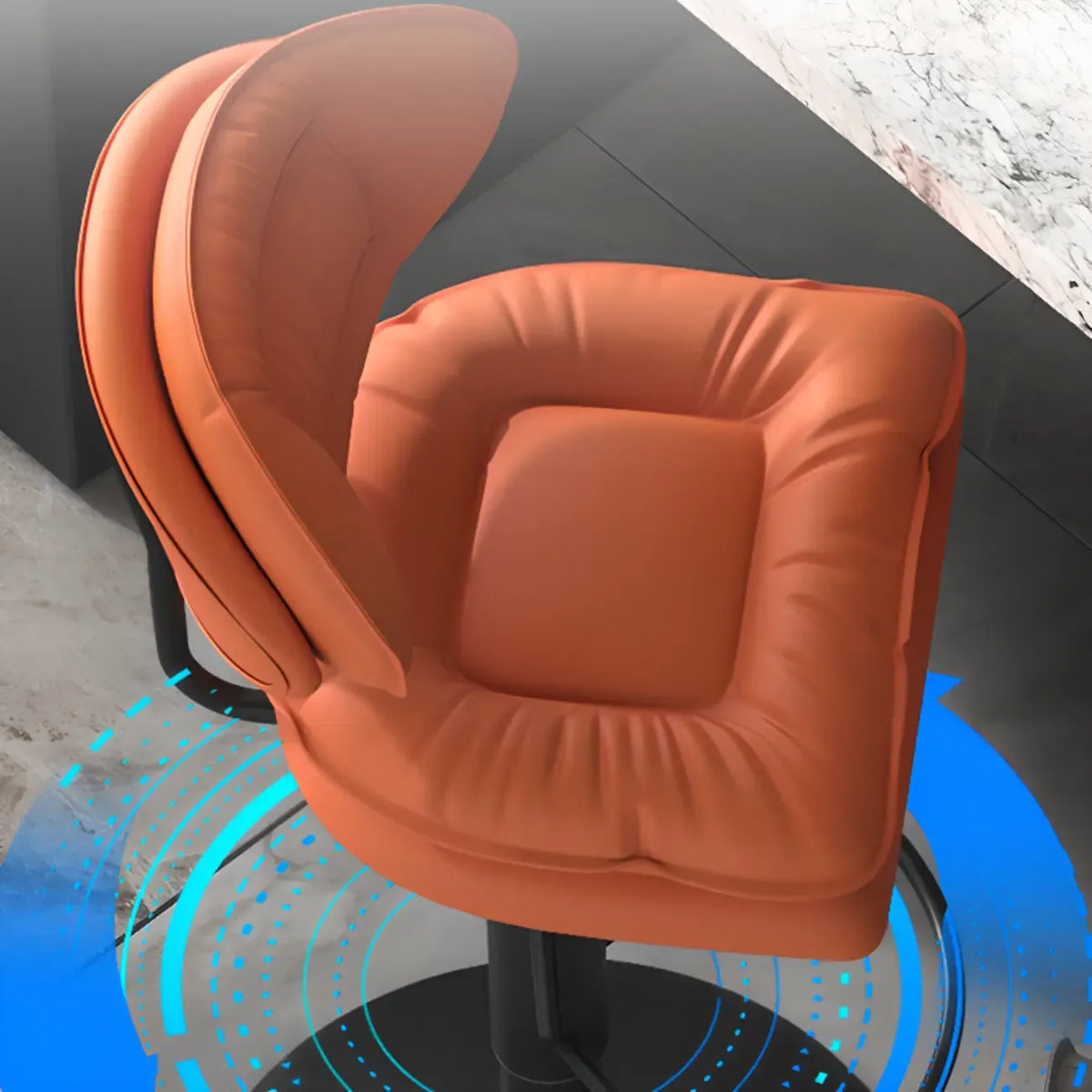 Chaise de bar moderne à dossier bas réglable pivotante en similicuir