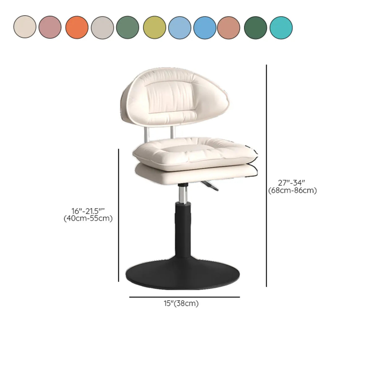 Chaise de bar moderne à dossier bas réglable pivotante en similicuir