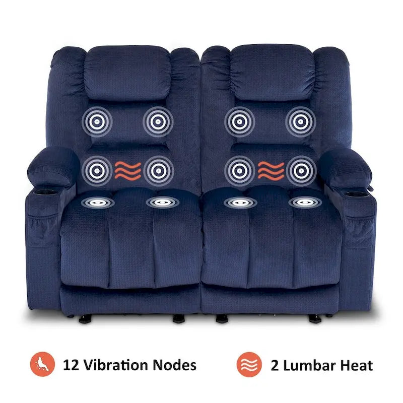 Causeuse inclinable électrique MCombo avec fonction chauffage et massage, en tissu PR648