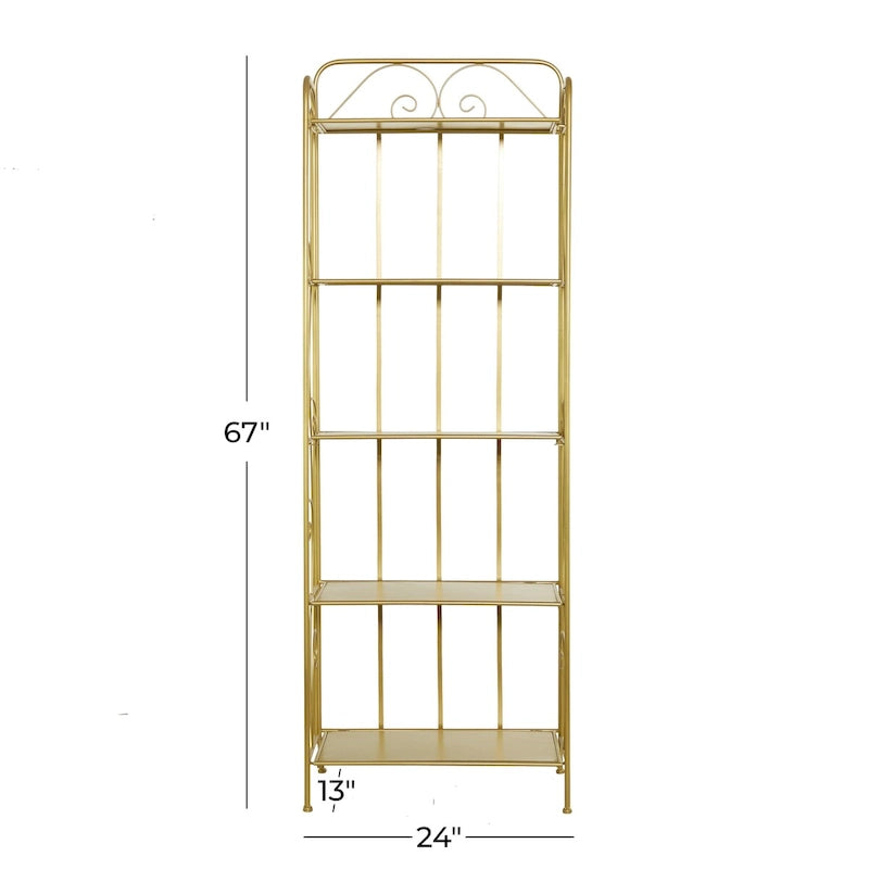 Étagère de Boulanger Pliable Haute à 5 Niveaux en Métal Décoratif pour Intérieur/Extérieur - Or ou Blanc - Roche River Decor