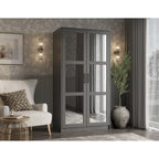 Palace Imports Armoire Urbaine 2 Portes 100% Bois Massif avec Portes Pleines et Miroirs
