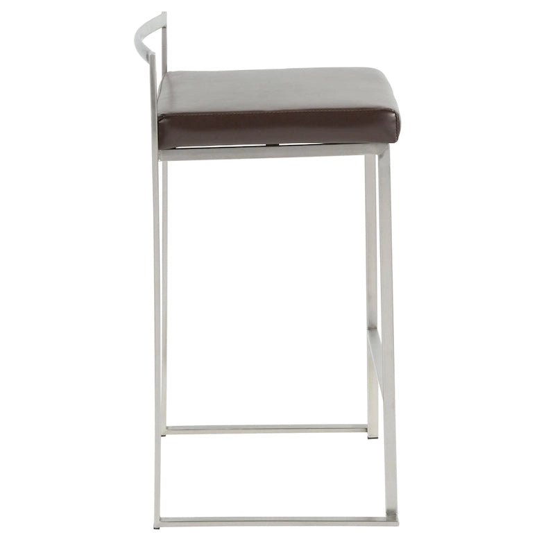 Tabouret de comptoir Silver Orchid Forrest en acier inoxydable empilable et entièrement soudé (lot de 2)