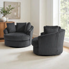 DREAMSIDEA Lot de 2 fauteuils pivotants recouverts de tissu, accoudoirs encastrés