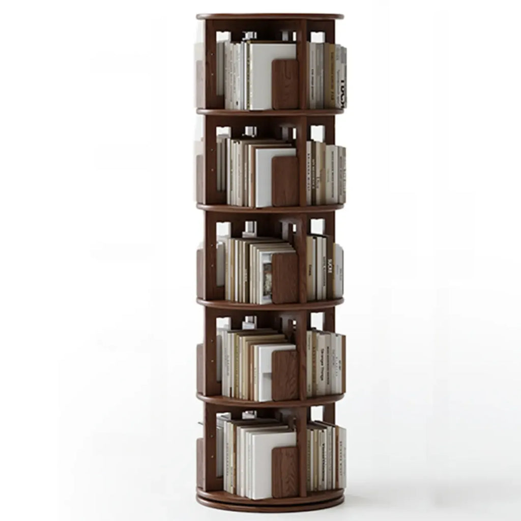 Bibliothèque verticale étroite rotative en bois