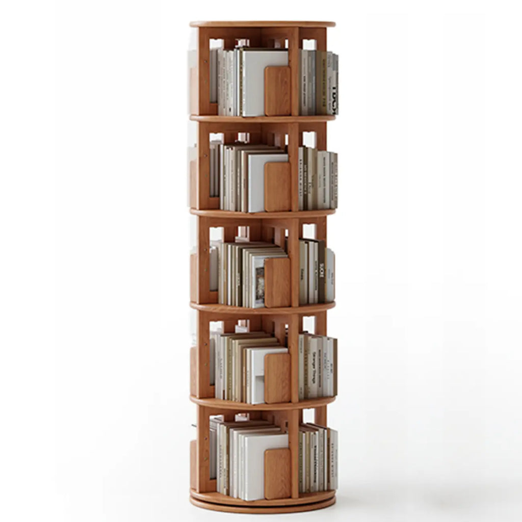 Bibliothèque verticale étroite rotative en bois