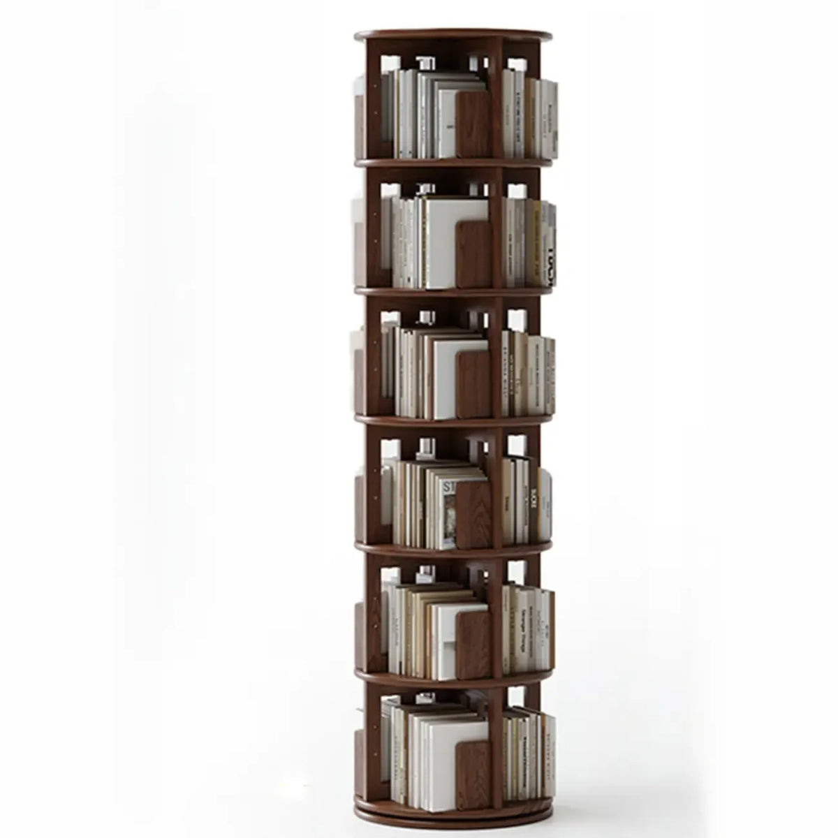 Bibliothèque verticale étroite rotative en bois
