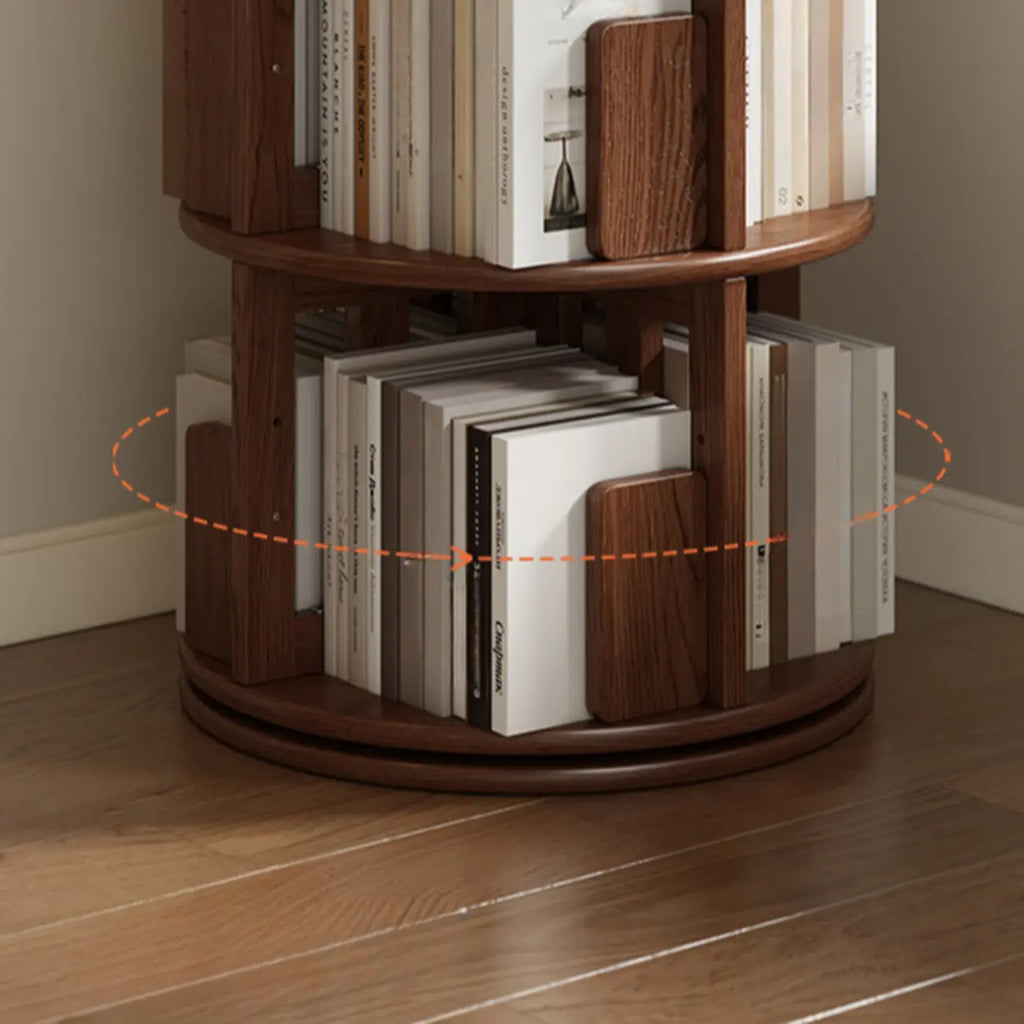 Bibliothèque verticale étroite rotative en bois