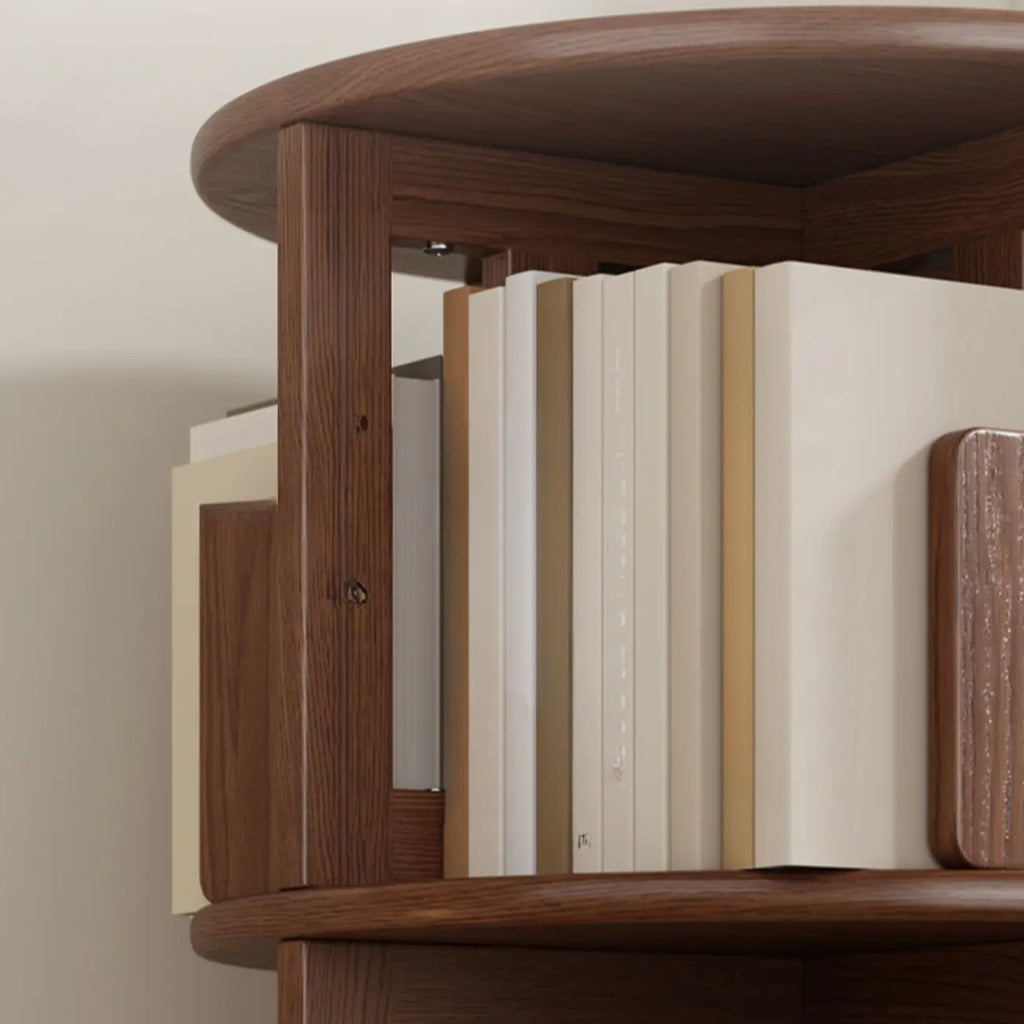 Bibliothèque verticale étroite rotative en bois