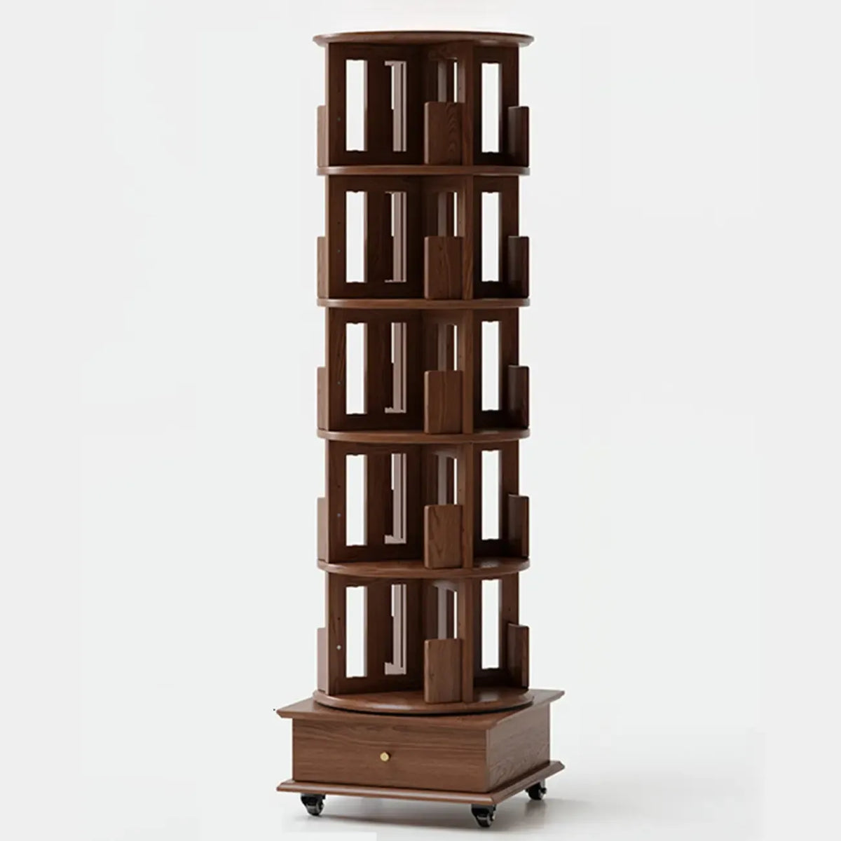 Bibliothèque verticale étroite rotative en bois