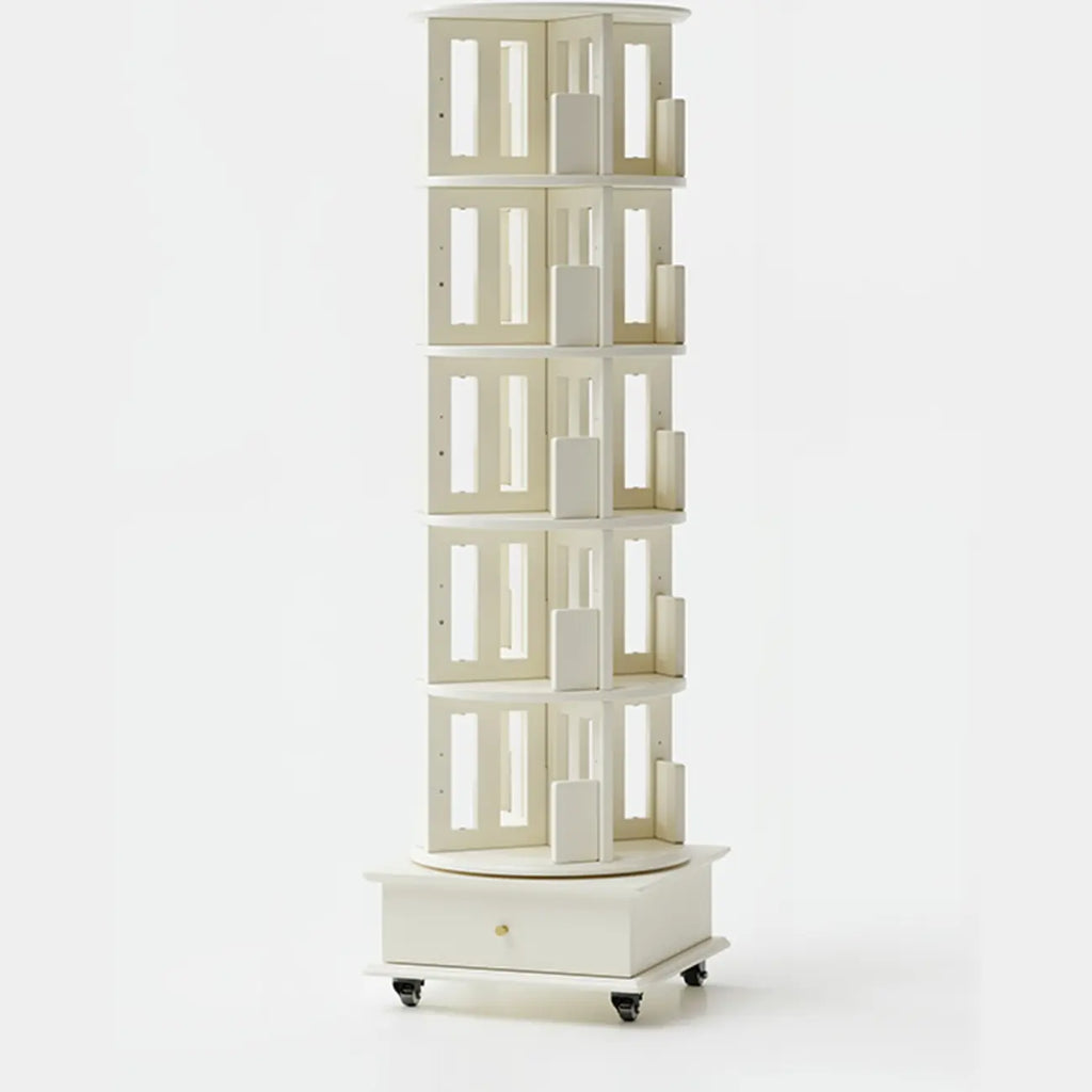 Bibliothèque verticale étroite rotative en bois