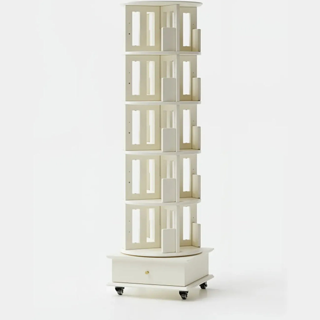 Bibliothèque verticale étroite rotative en bois
