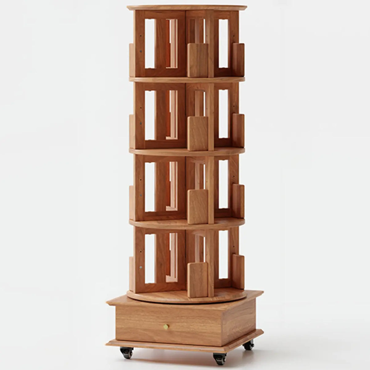 Bibliothèque verticale étroite rotative en bois