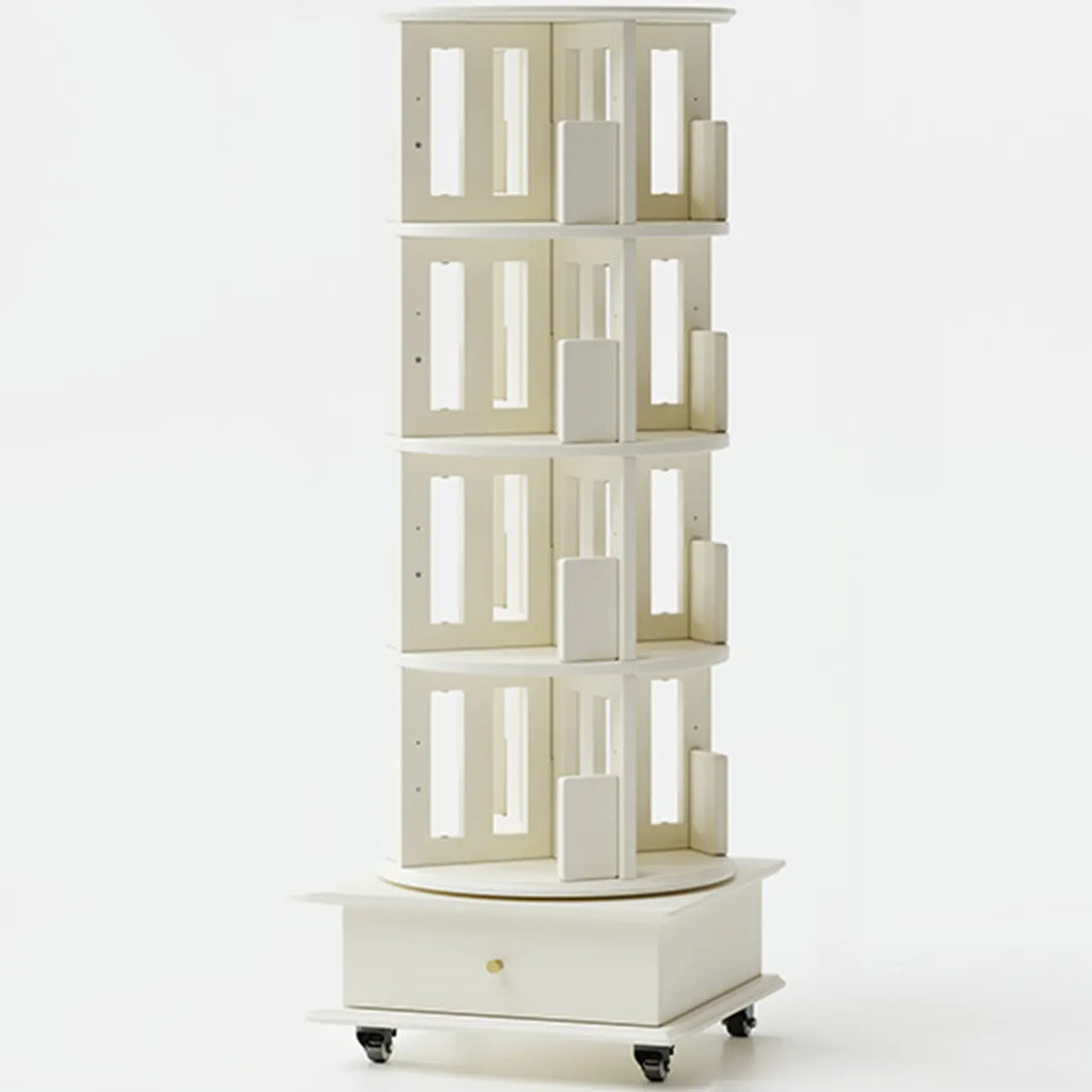Bibliothèque verticale étroite rotative en bois
