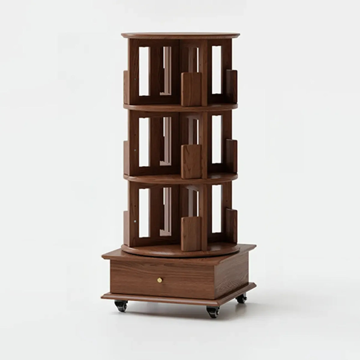 Bibliothèque verticale étroite rotative en bois