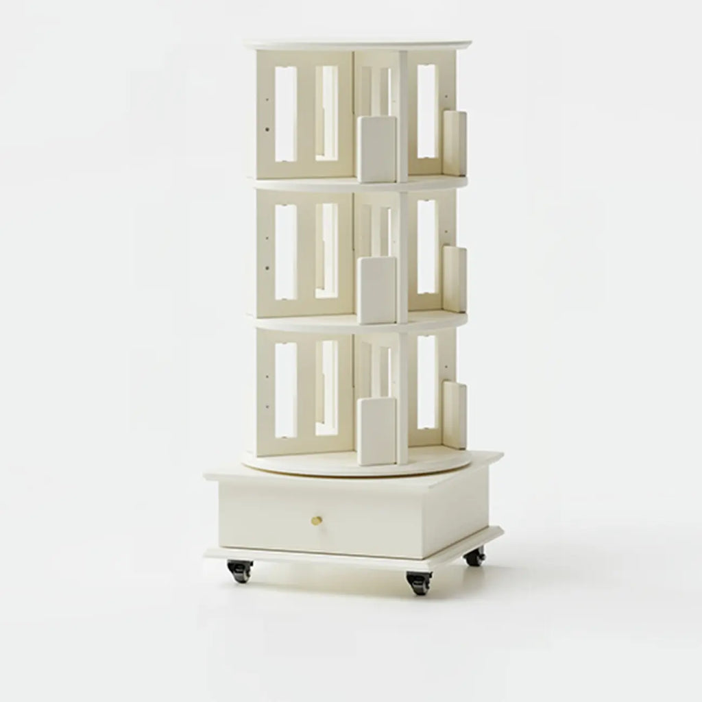 Bibliothèque verticale étroite rotative en bois