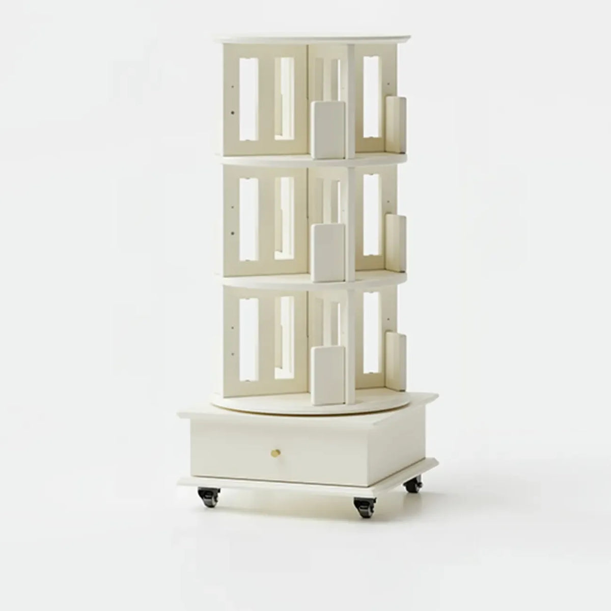 Bibliothèque verticale étroite rotative en bois