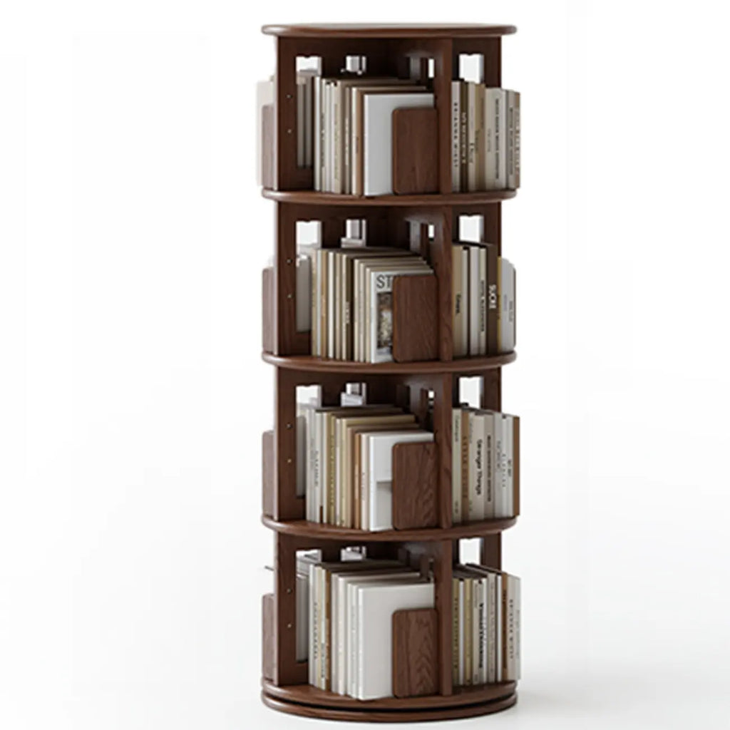 Bibliothèque verticale étroite rotative en bois