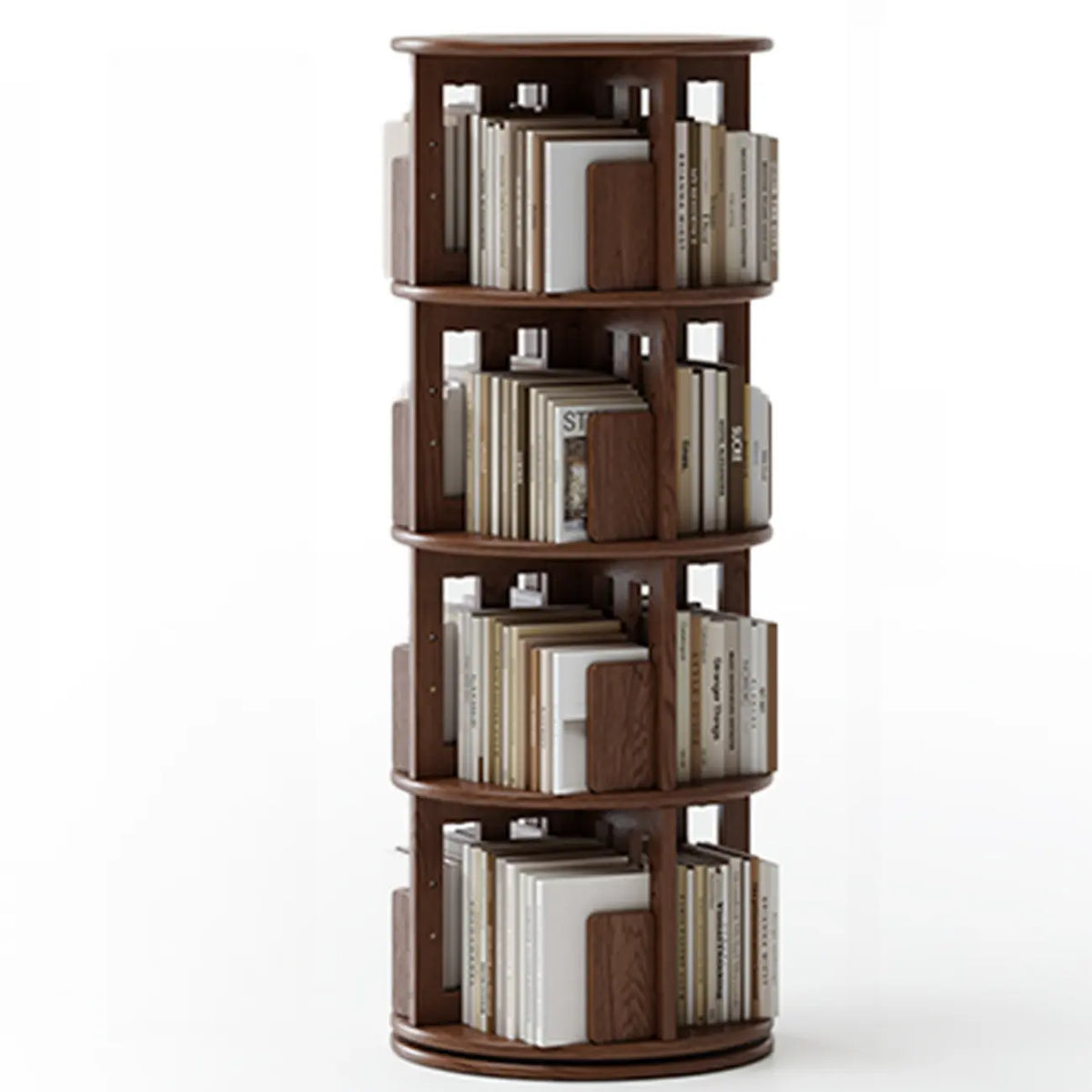 Bibliothèque verticale étroite rotative en bois