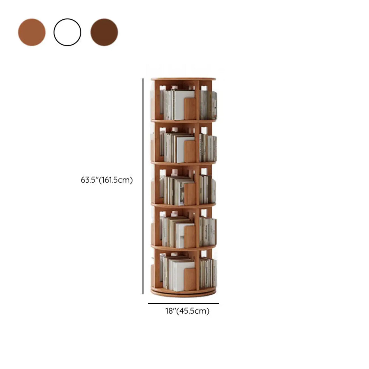 Bibliothèque verticale étroite rotative en bois